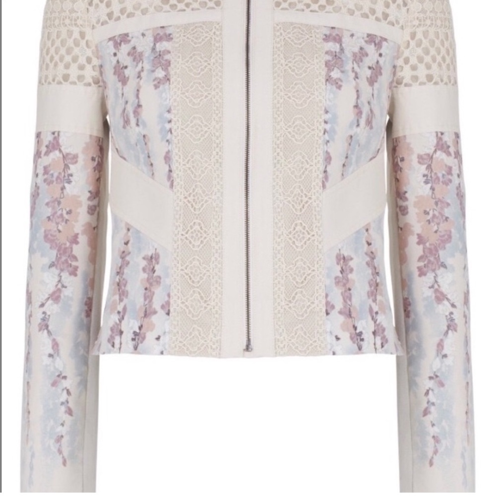 BCBG Tarik floral cream blazer jacket NWOT